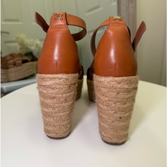 Sam Edelman Marietta Tan Brown Leather Wedge Heeled Espadrilles Sandals Size 7.5 - Picture 6 of 8
